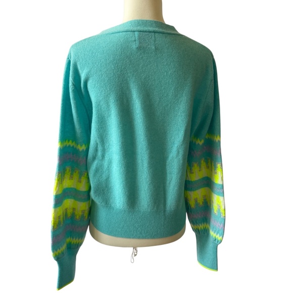 BRODIE CARDIGAN SWEATER ELECTRIC CHEVRON CASHMERE LUXURY MODERN CONTEMPORARY S - Picture 5 of 12